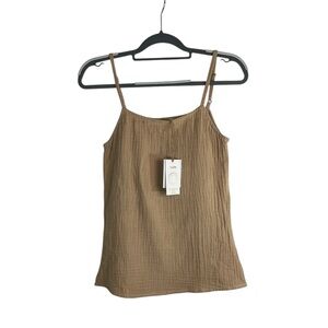 Nude XS Tan Cotton Gauze Tank Top Adjustable Straps NWT Sustainable Handwoven